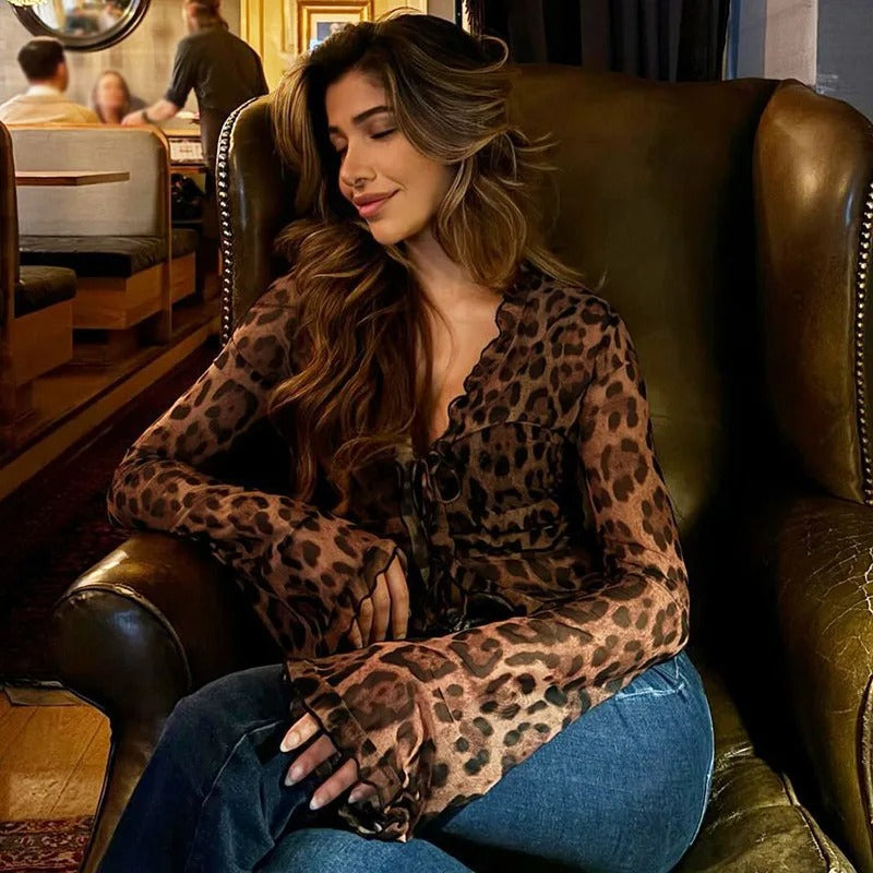 Hanna Leopard Mesh Top