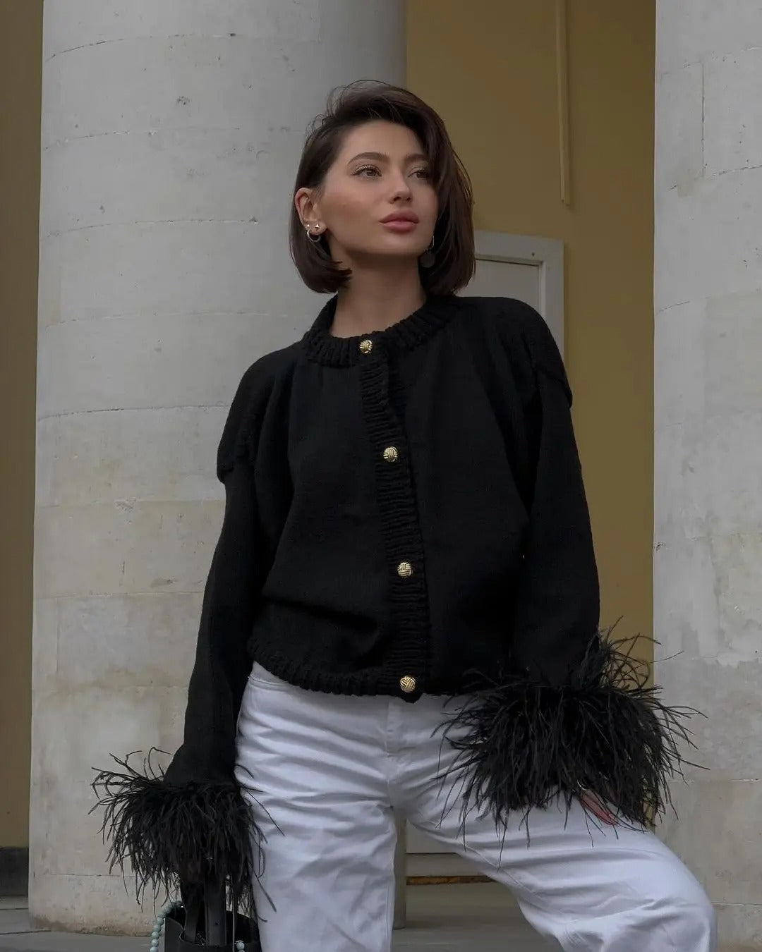 Amara Feather Sleeve Cardigan