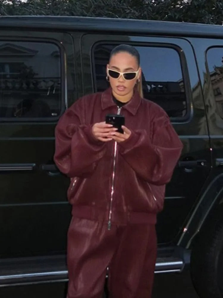 Aurora Leather Bomber Jacket