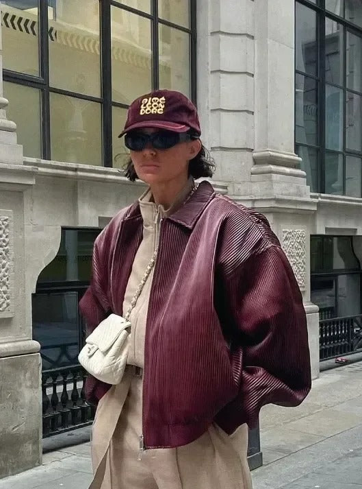 Aurora Leather Bomber Jacket