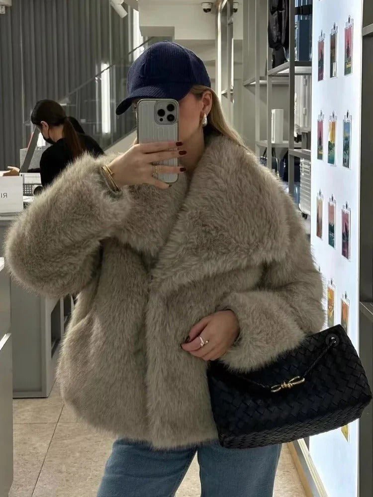 Terry Faux Fur Coat