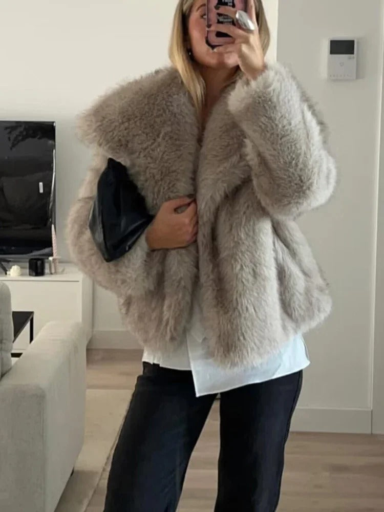 Terry Faux Fur Coat