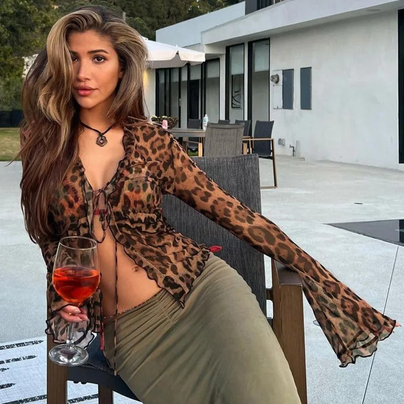 Hanna Leopard Mesh Top