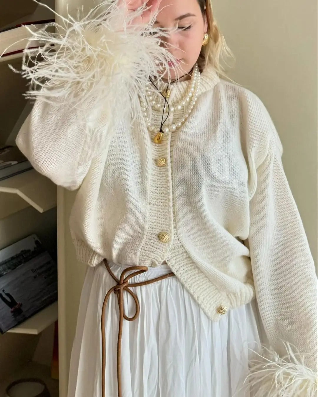 Amara Feather Sleeve Cardigan