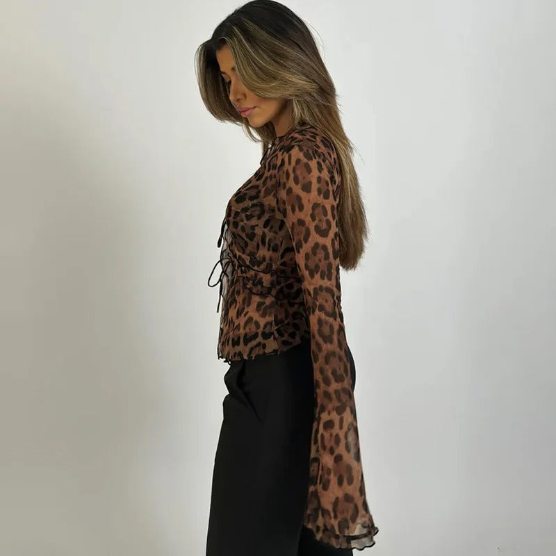 Hanna Leopard Mesh Top